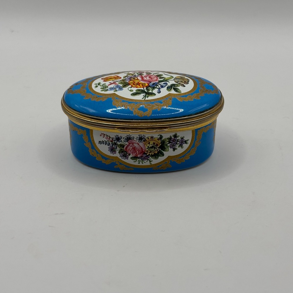 Halcyon Days Enamels‎ Trinket Box Waddesdon Rothschild Collection Blue Floral